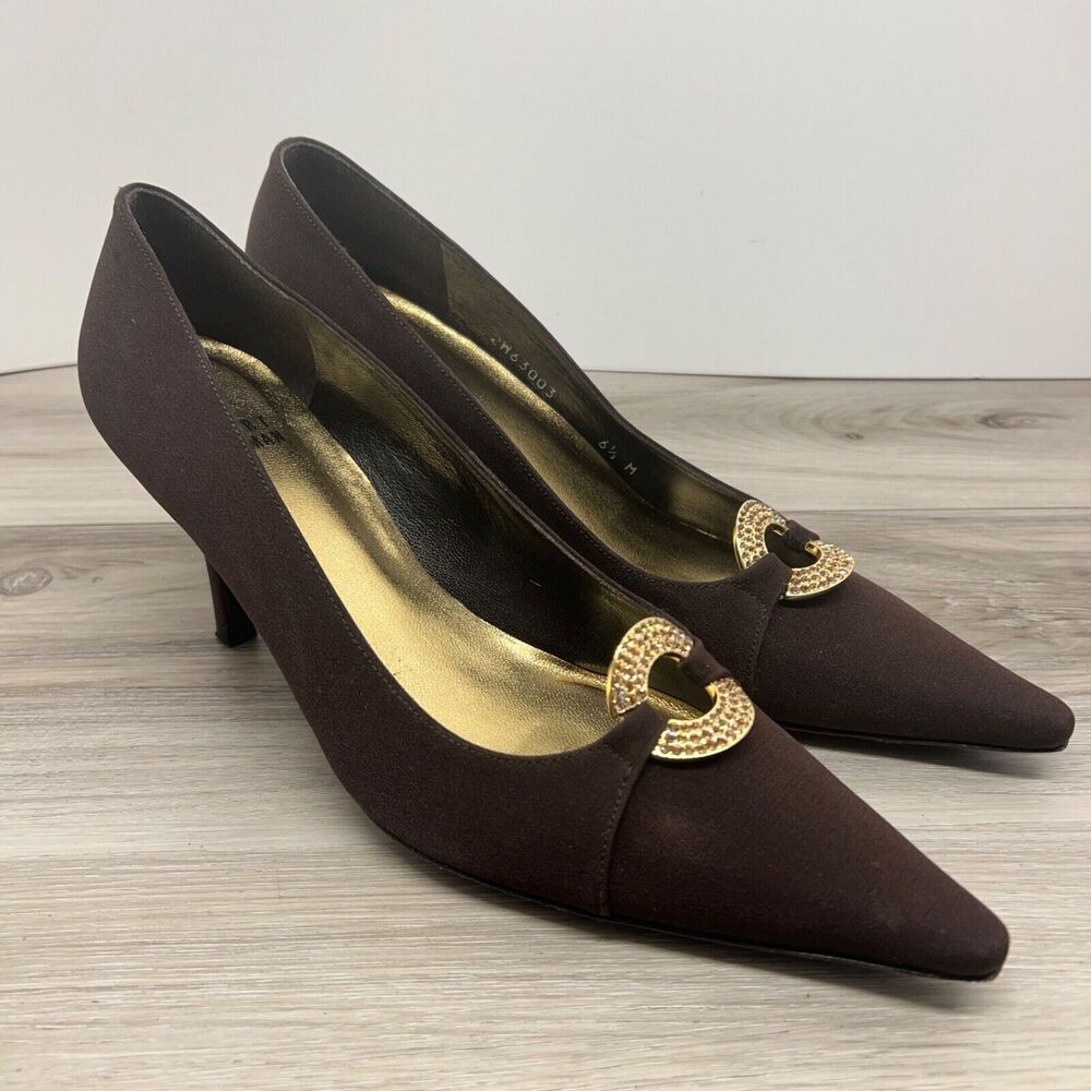 Stuart Weitzman Pumps Womens‎ Brown Size 6.5 M Shoes Jeweled Round Embellishment